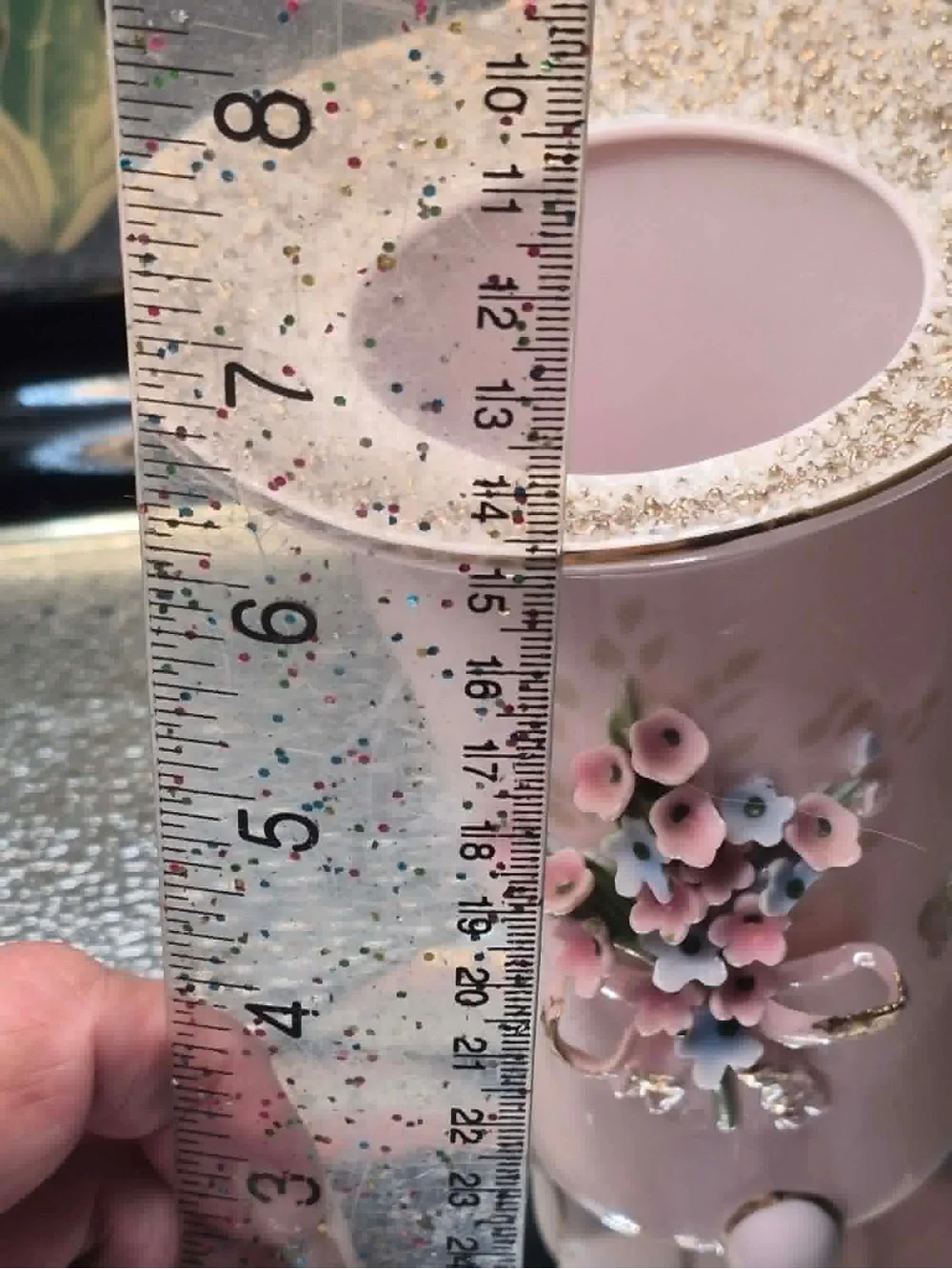 Vintage MCM Pink Lefton China Footed Bud Vase 24k Gold Sugared Rim & butterflies
